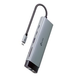 Adaptador HUB 9 en 1, 1 puerto USB-C entrada, 1 puerto HDMI 4K, 1 puerto Ethernet Gigabit, 1 puerto SD y MicroSD, 1 puerto USB-C y 3 puertos USB-A