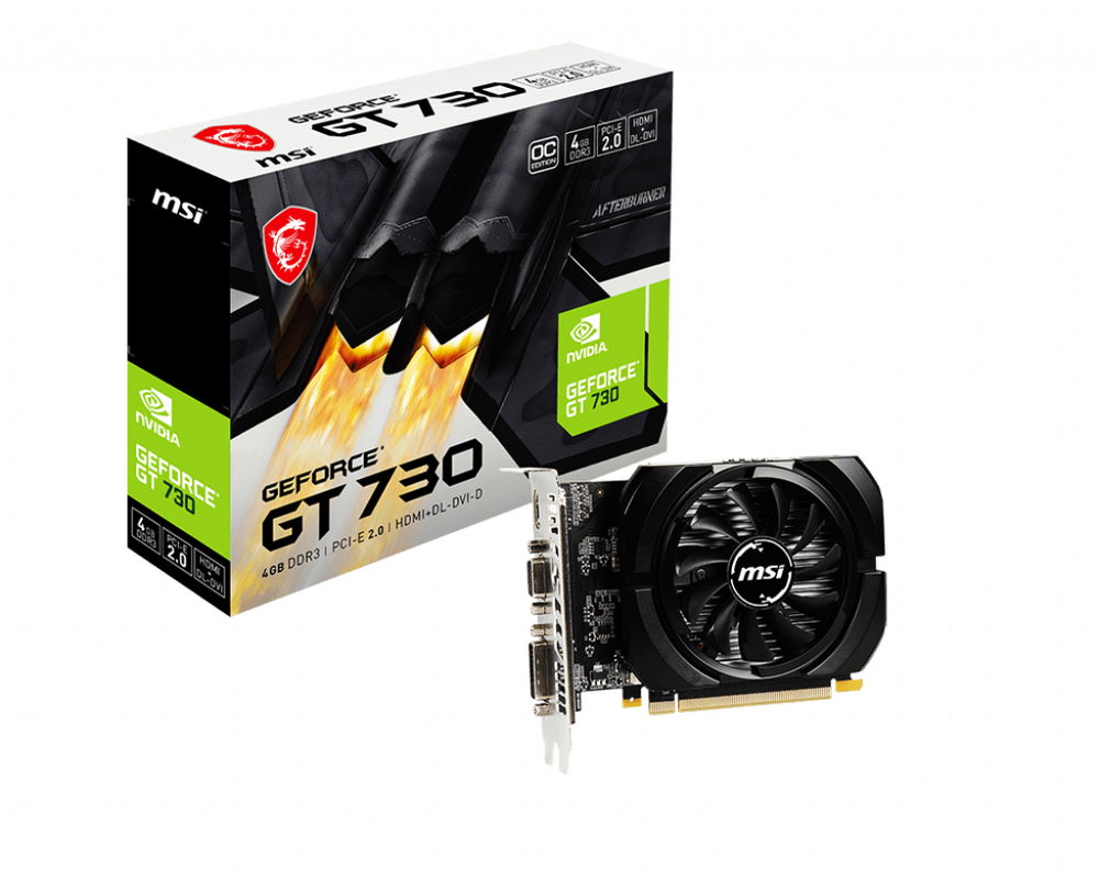 MSI N730K-4GD3/OCV1 - Tarjeta gráfica - GF GT 730 - 4 GB DDR3 - PCIe 2.0 - DVI, D-Sub, HDMI