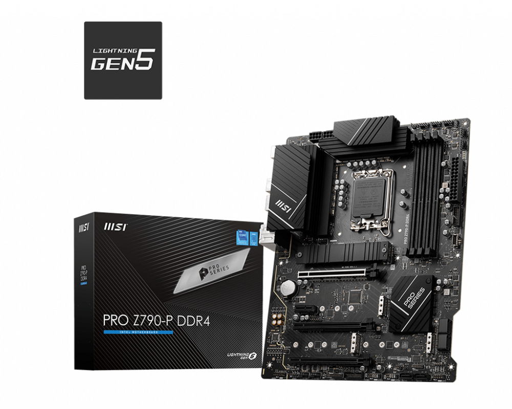 MSI PRO Z790-P DDR4 - Placa base - ATX - Socket LGA1700 - Z790 Chipset - USB 3.2 Gen 1, USB 3.2 Gen 2, USB-C 3.2 Gen2, USB-C 3.2 Gen 2x2 - 2.5 Gigabit LAN - Tarjeta gráfica (CPU necesaria) - HD Audio (8-canales)