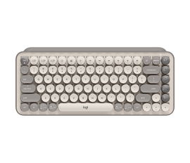 Logitech POP Keys Wireless Mechanical Keyboard with Customizable Emoji Keys - Mist - Teclado - inalámbrico - Bluetooth LE, Bluetooth 5.1 - interruptor: Brown Tactile - mist sand