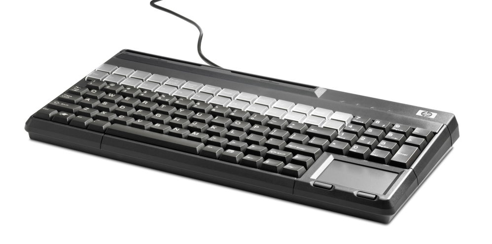 HP POS Keyboard with Magnetic Stripe Reader - Teclado - USB - QWERTY - EE. UU. - para Engage Flex Mini Retail System; Engage One; MX12; RP9 G1 Retail System