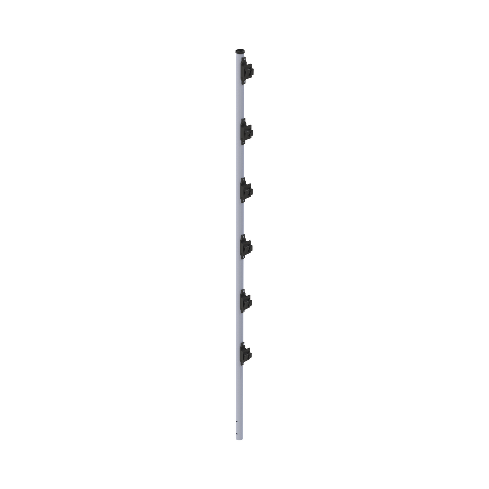 Poste con 6 Aisladores de PASO  para Cerca Electrificada. Tubo Galva. de 1.4m, cal. 18 de 1