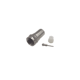 Conector F Macho de Anillo Plegable, con PIN para cable RG-6, Cuerpo de Bronce Niquelado.