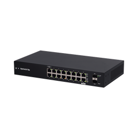 EdgeSwitch 18X Administrable para WISP asequible y sin ventilador con (16) puertos Gigabit RJ45 y (2) puertos SFP