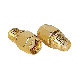 Adaptador SMA Macho Inverso a SMA Hembra, Oro/ Oro/ Teflón,