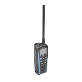 5W Floating Marine VHF Handheld, Marine Blue, Frequency Range Rx: 156.050-163.275MHz Tx: 156.025-157.425MHz. Battery, Charger, Antenna and Clip Belt Included