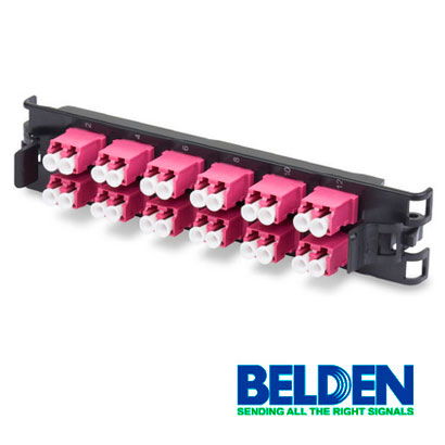 PANEL DE FIBRA BELDEN FF4X06LD 6 ADAPTADORES LC 12 HILOS MULTIMODO OM4 COMPATIBLE LINEA ECX