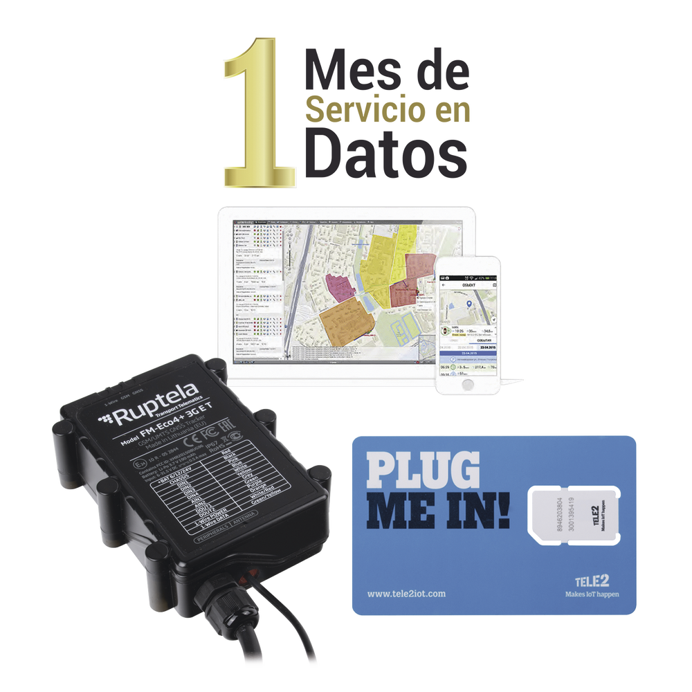 kit Localizador Vehicular, Incluye ECO4PLUS3GEPCOM + SIM30M2M + VOUCHER1M + EPCOMGPSMENSUAL