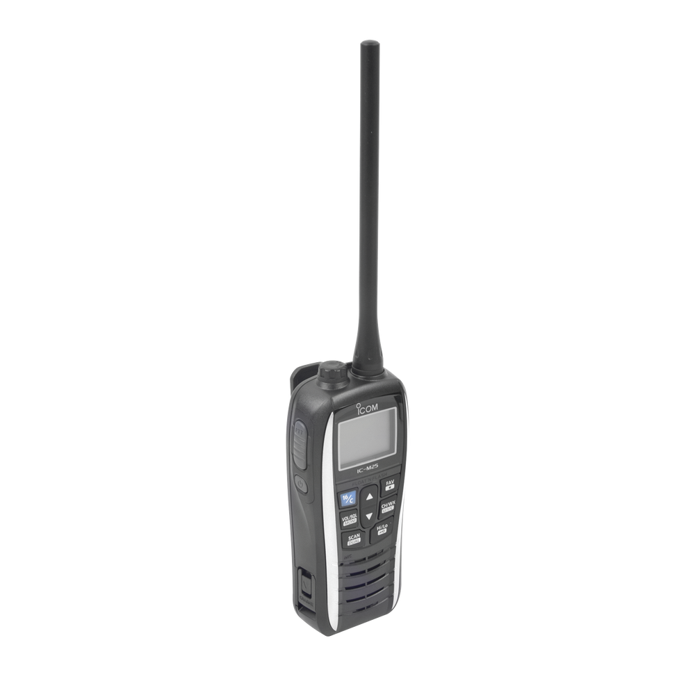 5W Floating Marine VHF Handheld in Pearl White, Rx: 156.050-163.275MHz Tx: 156.025-157.425MHz, 550mW Audio Output, IPX7 Submersible, 1500mAh Battery,  Includes Battery, Charger, Antenna and Clip Belt Included