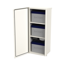 Gabinete Acero Galv. para 3 Bat. PL110D12. Puerta Sin Ventilación. Acc. de piso o poste No incluidos (400 x 1060 x 300mm).