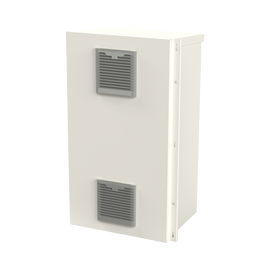 Gabinete Acero Galv. para 2 Baterías PL110D12  (400 x 730 x 300mm). Puerta Ventilada. Acc. para piso o poste No incluidos.