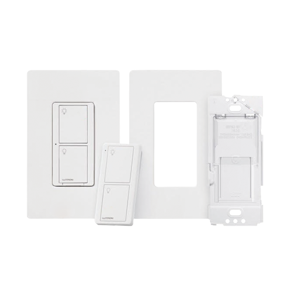 Kit, Apagador, base para empotrar en pared el control remoto PICO, tapa, ideal para el control de iluminación, integrable al HUB de Caseta y su App
