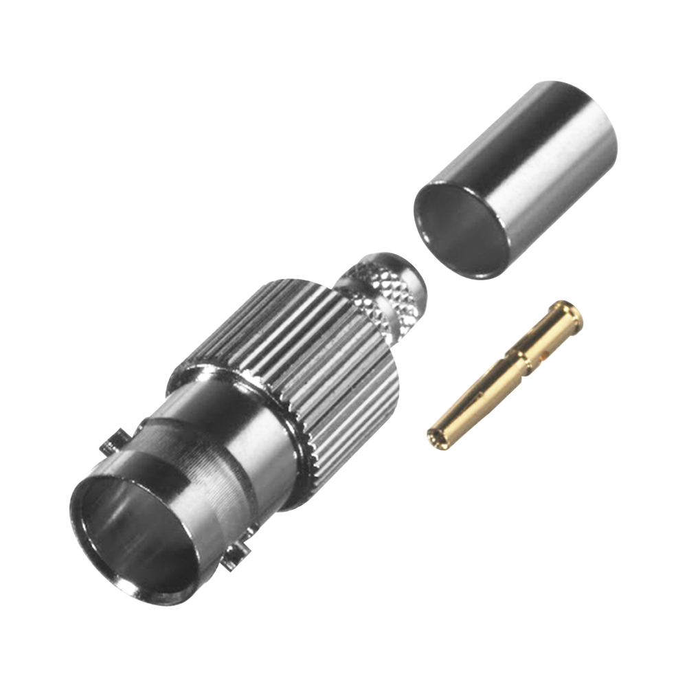 Conector BNC Hembra de Anillo Plegable para Cable COMMSCOPE 735 Grupo K, Níquel/ Oro/ Teflón.