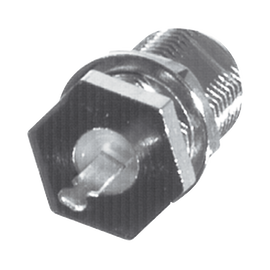 Conector F Hembra para Panel en Doble D-Plano, Borde Hexagonal, Terminal Soldable Níquel/ Estaño/ Polipropileno.