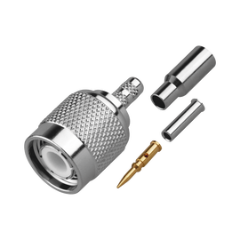Conector TNC Macho de Anillo Plegable para Cable TEFLÓN-BLANCO-MOTOROLA, Grupo M/C3, Níquel/ Oro/ Delrin.
