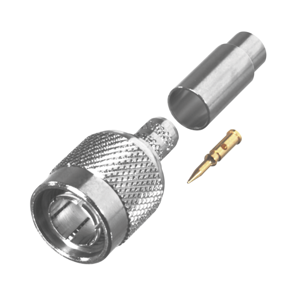 Conector TNC Macho de Anillo Plegable para Cable RG-59/U, AWG 20, 75 Ohm, Níquel/ Oro/ Teflón.​