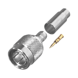 Conector TNC Macho de Anillo Plegable para Cable RG-59/U, AWG 20, 75 Ohm, Níquel/ Oro/ Teflón.​