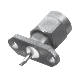Conector SMA Macho de 2 Perforaciones, Montaje en Panel con Terminal Soldable, Níquel/ Oro/ Teflón.​