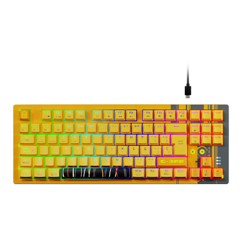 Primus Gaming - Keyboard - Wireless / Wired - Spanish (Latin American) - 2.4 GHz / Bluetooth / USB 2.0 - Ergonomic Design - C3PO edition