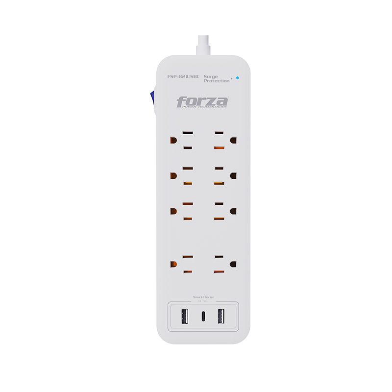 Forza - Surge protector - AC 110/220 V - 8 Tomas de Corriente - USB A+C Forza - Surge protector - AC 110/220 V - 8 Tomas de Corriente - USB A+C