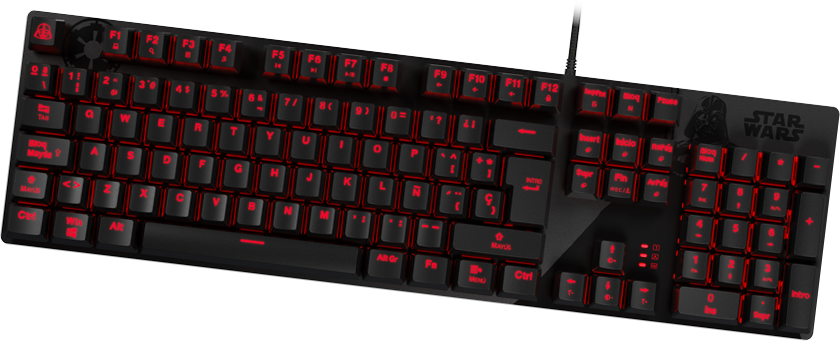 Primus Gaming - Keyboard - Wired - Spanish - USB - Ergonomic Design - Darth V PKS-S092DV-S