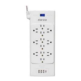 Forza - Surge protector - AC 110/220 V - 12 Tomas de Corriente - 3-USBA/1C 2700J WH