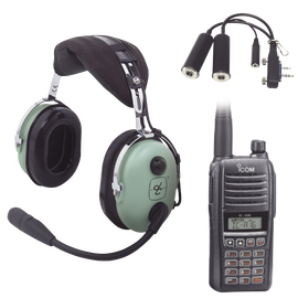 Kit Radio Portátil Aéreo Icom con Auricular David Clark para Aviación General