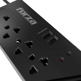Forza FVR Series FVR-1012USB - Regulador automático de voltaje - CA 220 V - 500 vatios - 1000 VA - conectores de salida: 4 - negro