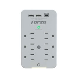 Forza FWT-631USBC - Protector contra sobretensiones (montaje en pared) - CA 125 V - 1875 vatios - conectores de salida: 6 - blanco