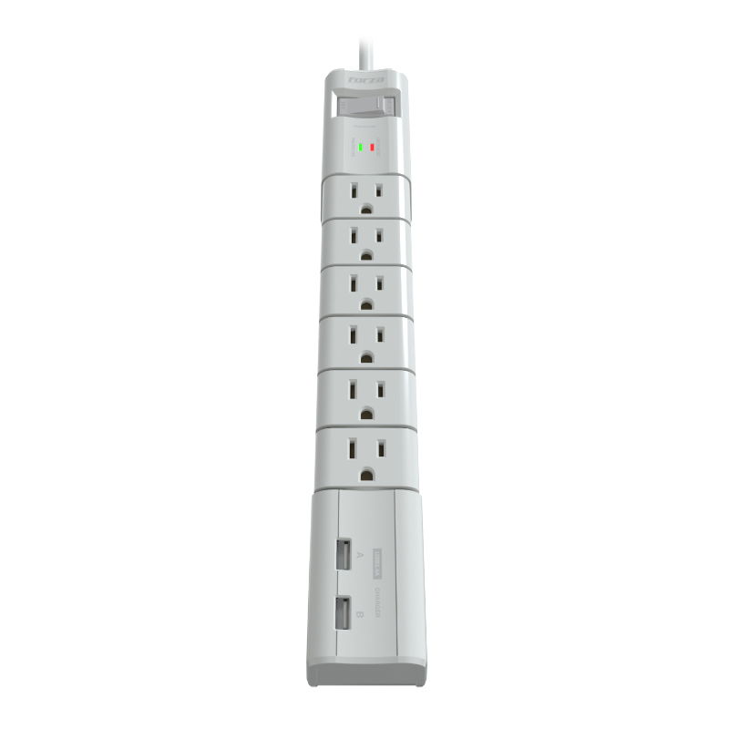 Forza RSO-06TUSB - Protector contra sobretensiones (montaje en pared) - CA 120 V - 1800 vatios - conectores de salida: 6 - blanco Forza RSO-06TUSB - Protector contra sobretensiones (montaje en pared) - CA 120 V - 1800 vatios - conectores de salida: 6 - blanco
