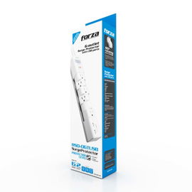 Forza RSO-06TUSB - Protector contra sobretensiones (montaje en pared) - CA 120 V - 1800 vatios - conectores de salida: 6 - blanco Forza RSO-06TUSB - Protector contra sobretensiones (montaje en pared) - CA 120 V - 1800 vatios - conectores de salida: 6 - blanco