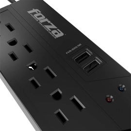 Forza FVR Series FVR-1011USB - Regulador automático de voltaje - CA 115 V - 500 vatios - 1000 VA - conectores de salida: 4 - negro