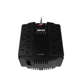 Forza FVR Series FVR-1202A - Regulador automático de voltaje - CA 220 V - 600 vatios - 1200 VA - conectores de salida: 6 - negro