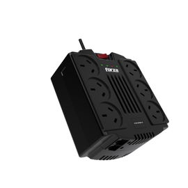 Forza FVR Series FVR-1202A - Regulador automático de voltaje - CA 220 V - 600 vatios - 1200 VA - conectores de salida: 6 - negro