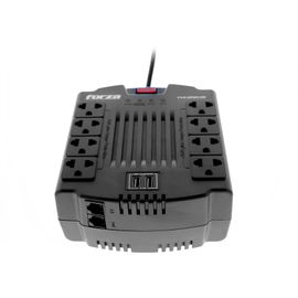 Forza FVR Series FVR-1202USB - Regulador automático de voltaje - CA 220 V - 600 vatios - 1200 VA - conectores de salida: 8 - negro