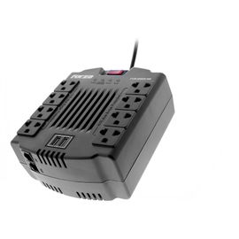 Forza FVR Series FVR-1202USB - Regulador automático de voltaje - CA 220 V - 600 vatios - 1200 VA - conectores de salida: 8 - negro
