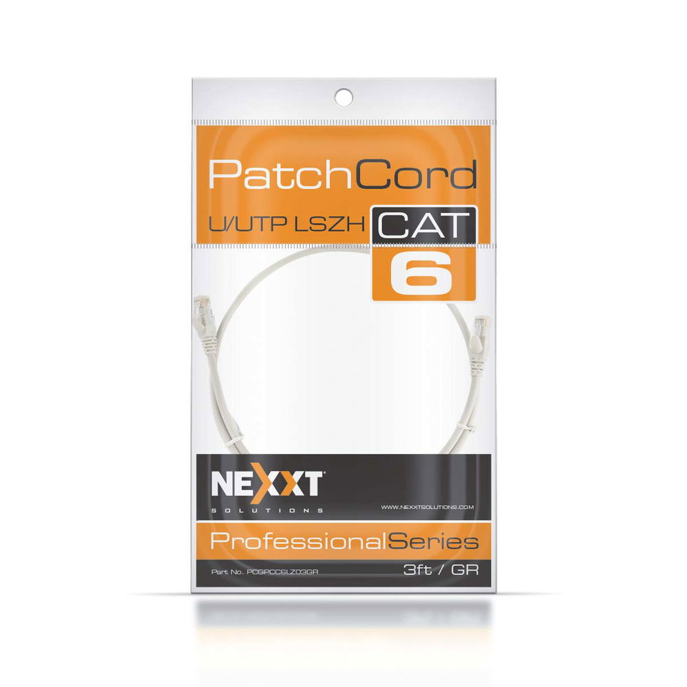 Nexxt - Cable de interconexión - RJ-45 (M) a RJ-45 (M) - 91 cm - UTP - CAT 6a - trenzado - gris
