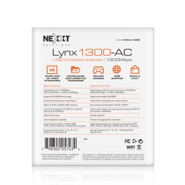Nexxt Lynx1300-AC - Adaptador de red - USB 3.0 - 802.11ac - negro