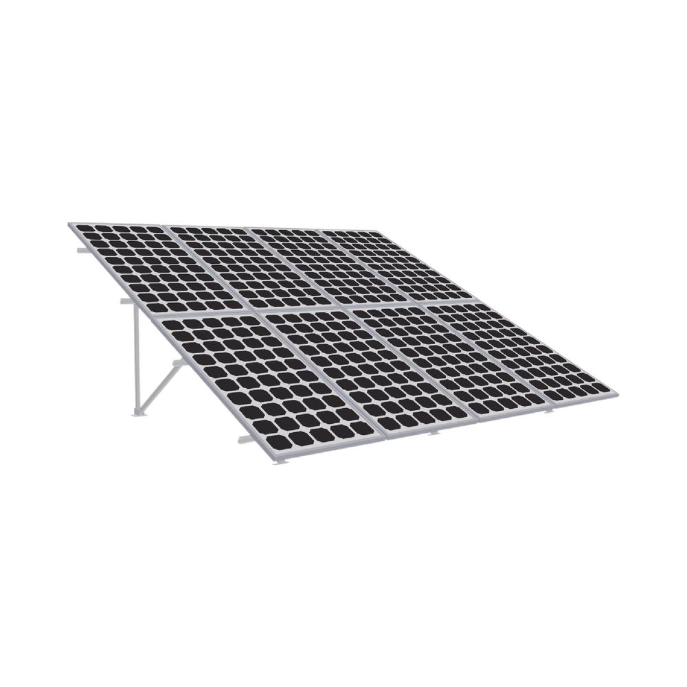 Montaje de aluminio en techo o piso de concreto para  arreglo 2 x 4  módulos fotovoltáicos línea Starter