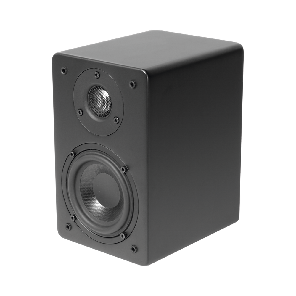 Altavoz de Estantería, Woofer de fibra de vidrio 4in, Tweeter de aluminio 1in, Acabado negro mate, 5-40 watts, 8ohms