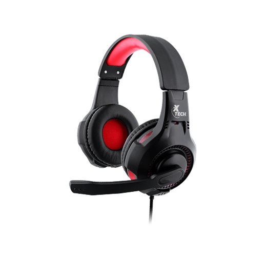 Xtech - Headset - Wired - XTH- 540 - Ixion - Gaming - Backlit: Red - Connection type: 3.5mm (TRRS) and USB for power - Compatible platforms: Multi-platform -Buttons: Volume control, microphone (on/off) in control capsule -Cable length: 6.5ft, braided