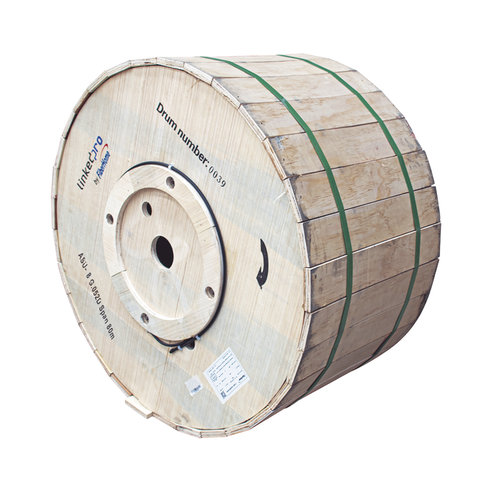 3 km Drum Mini ADSS Aerial Optical Fiber Cable (ASU), G.652D, Singlemode, 8 cores, Outdoor, Black Sheath, Span 80
