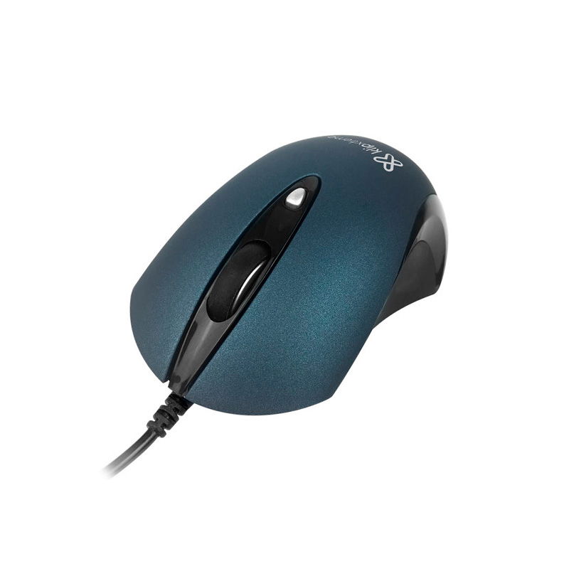 Klip Xtreme ClickQuiet KMO-250 - Ratón - ergonómico - óptico - 3 botones - cableado - USB - azul