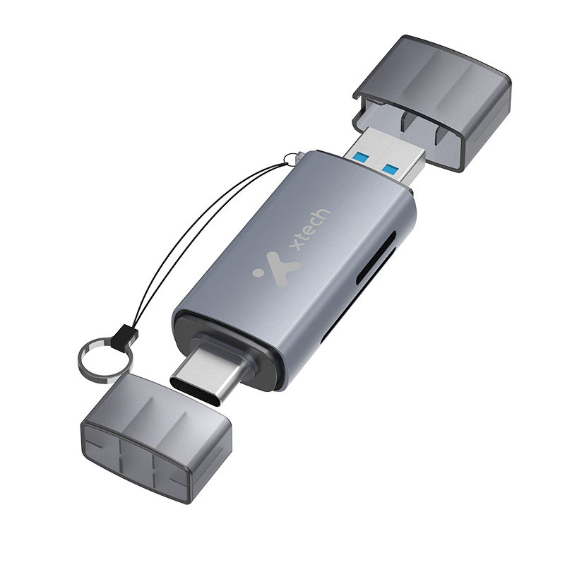 Xtech XTC-581 - Card reader - SD / MicroSD - USB 3.0/USB-C - - OTG card reader
