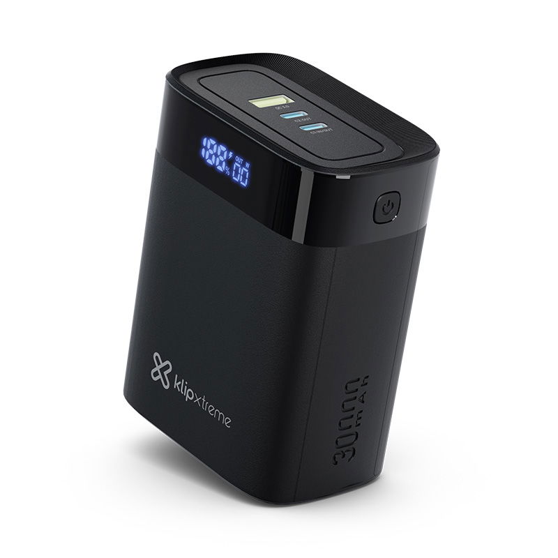 Klip Xtreme - Power bank - 24 pin USB-C - 2 x 4 pin USB Type A / 3 x 24 pin USB-C - Lithium polymer - Para Universal - 140W 30.000mAh