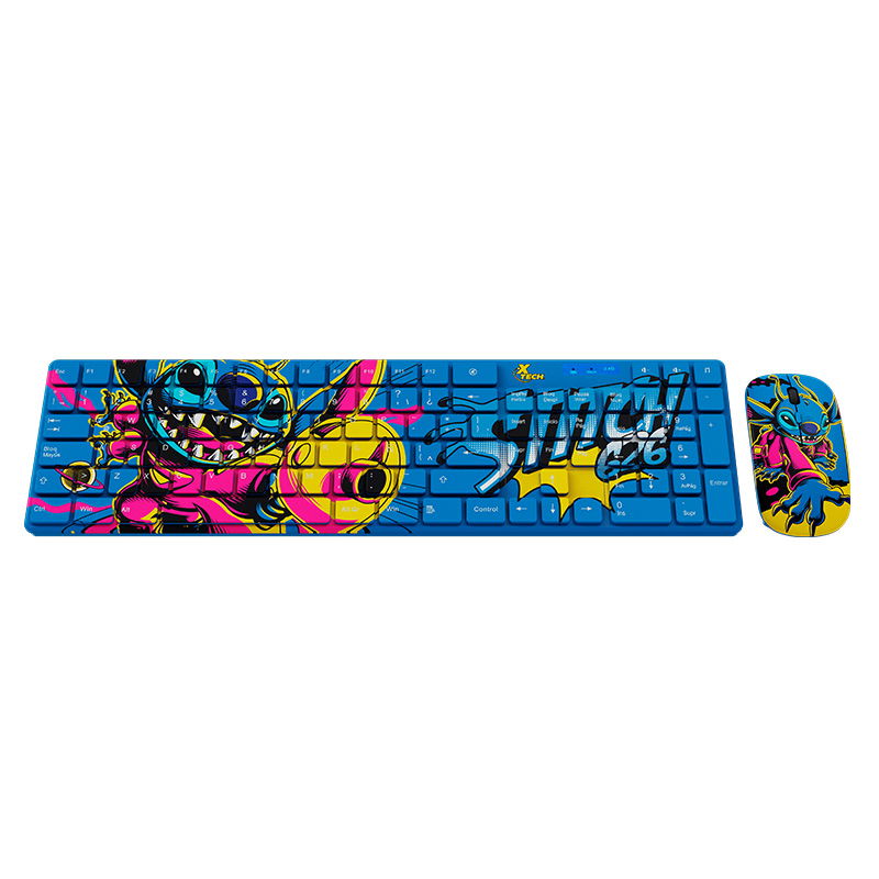 Xtech - Keyboard and mouse set - Spanish - Wireless - 2.4 GHz - Stitch Design - Disney XTK-D312ST