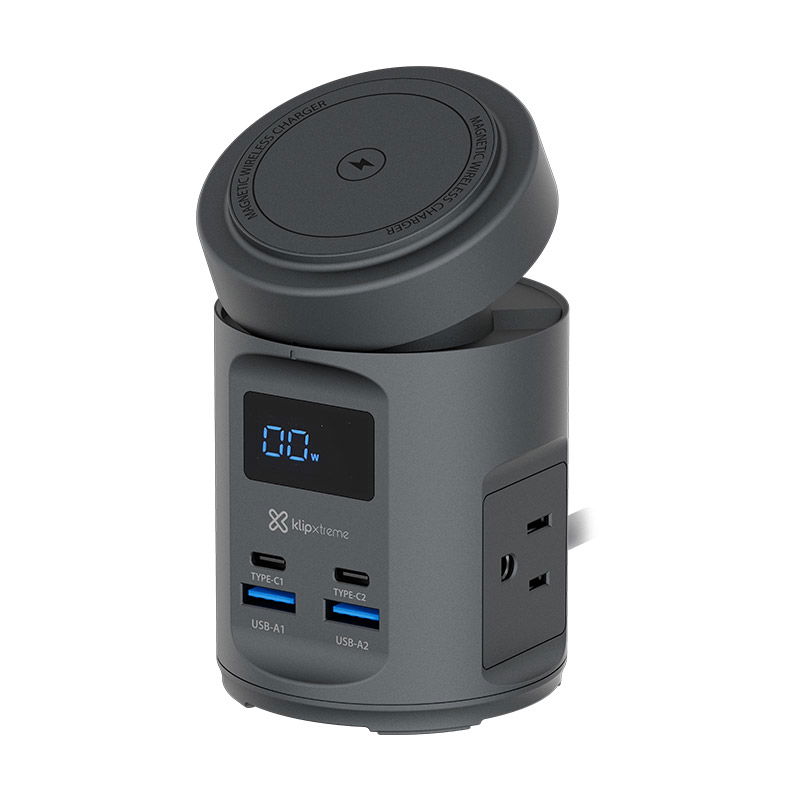 Klip Xtreme - Charging stand / battery charger - 65 Watt - Power DC Nema - Cellular phone / Laptop / Macbooks / Notebook / Tablet - Wireless - Para Smartphones - 7 in 1 Charger Station