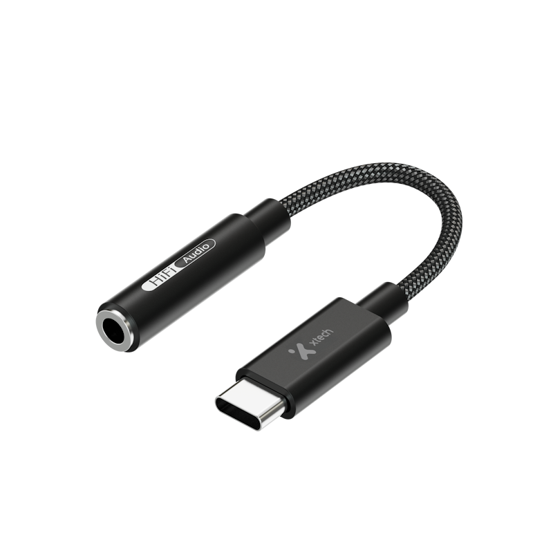 Xtech - Headphone Jack Adapter - 24 pin USB-C - 3.5mm TRRS - 10 cm - Black - USB-C (M) to 3.5 mm(f) XTC-509