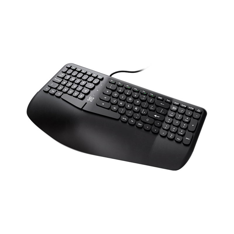 Klip Xtreme - Keyboard - Wired - Spanish - USB - Ergonomic Design - Black - Ergonomical