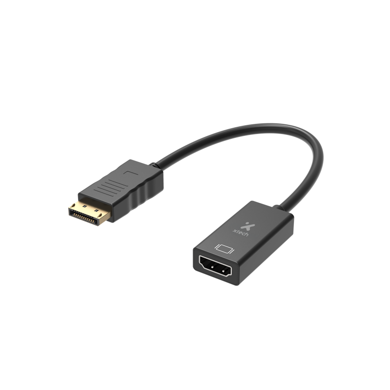Xtech - Display adapter - 20 pin DisplayPort - 19 pin HDMI Type A - Black - Dis Pt (m) to HDMI (f) XTC-378